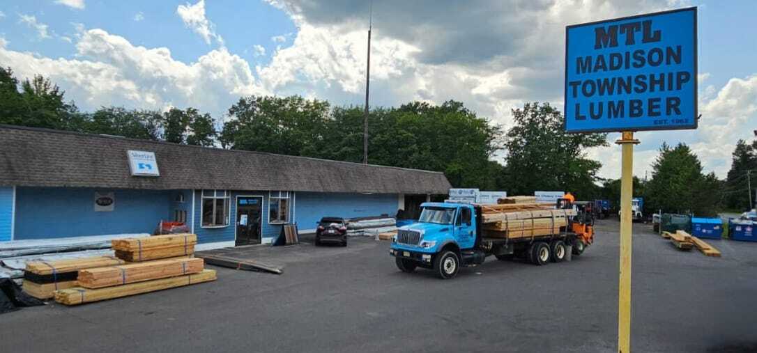 Madison Township Lumber yard with stacked building materials