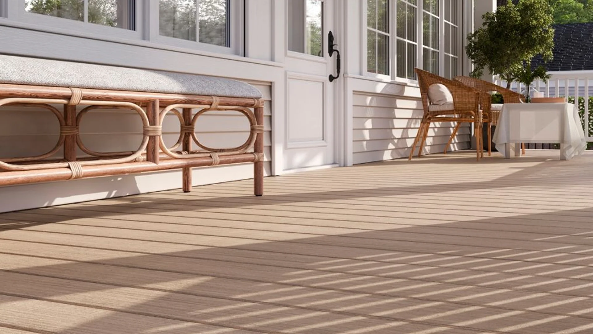 Beautiful Trex composite deck with outdoor furniture