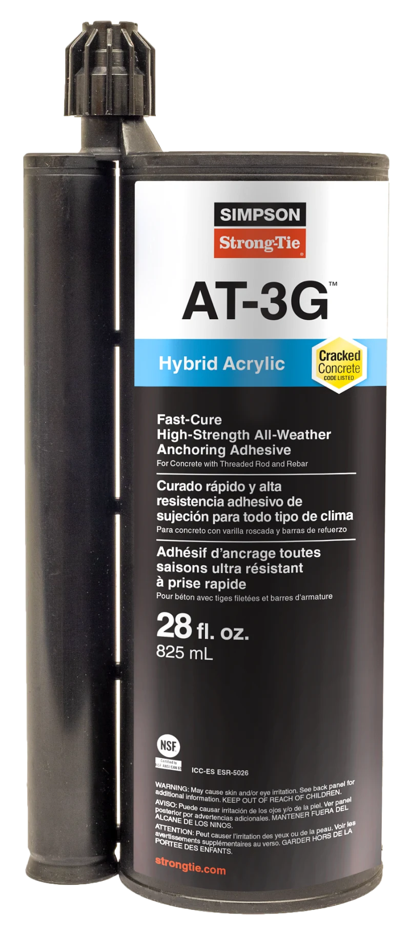 Simpson Strong-Tie AT3G30 AT-3G™ 28-oz. High-Strength Acrylic Anchoring Adhesive Cartridge w/ Nozzle