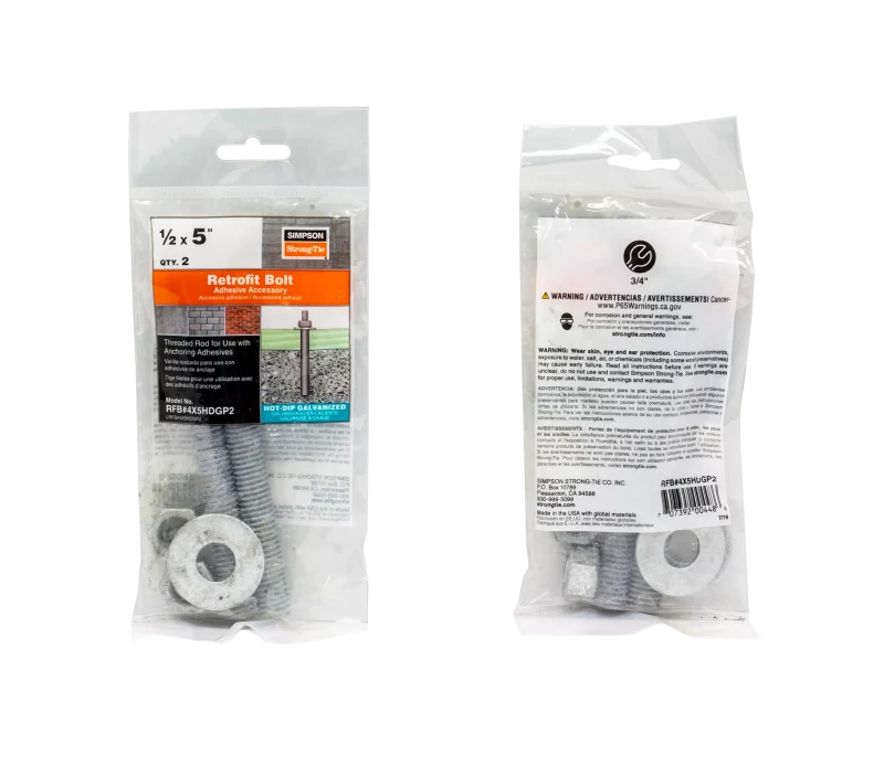 Simpson Strong-Tie RFB#4X5HDGP2 RFB 1/2 in. x 5 in. Hot-Dip Galvanized Retrofit Bolt (2-Qty)