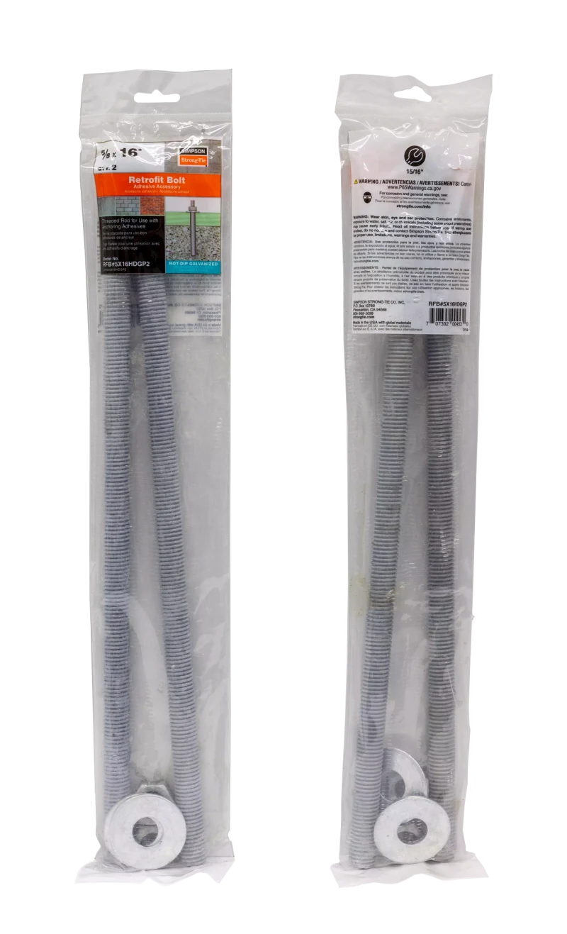 Simpson Strong-Tie RFB#5X16HDGP2 RFB 5/8 in. x 16 in. Hot-Dip Galvanized Retrofit Bolt (2-Qty)