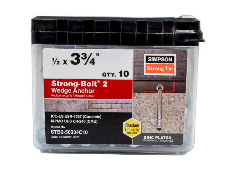 Simpson Strong-Tie STB2-50334C10 Strong-Bolt® 2 — 1/2 in. x 3-3/4 in. Wedge Anchor (10-Qty)