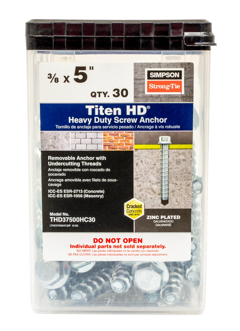 Simpson Strong-Tie THD37500HC30 Titen HD® 3/8 in. x 5 in. Heavy-Duty Screw Anchor (30-Qty) (Pack of 3)
