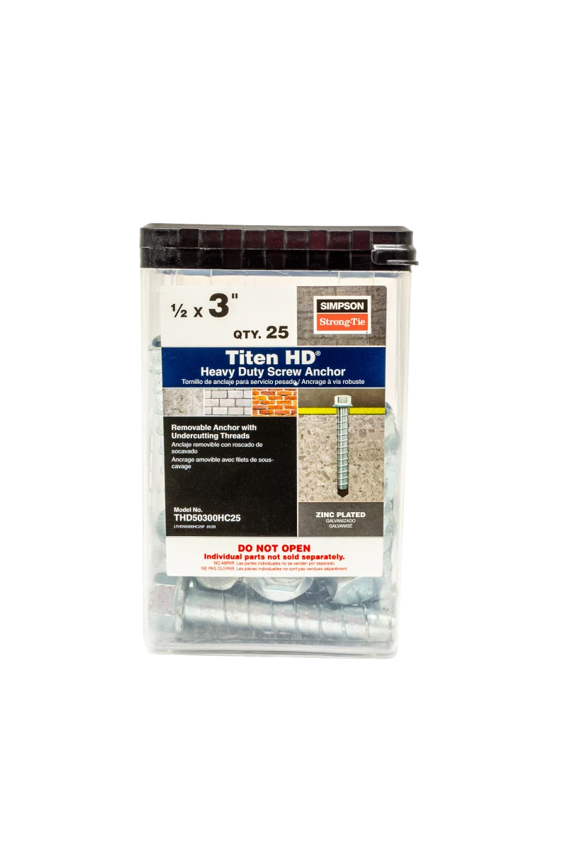 Simpson Strong-Tie THD50300H Titen HD® 1/2 in. x 3 in. Heavy-Duty Screw Anchor (25-Qty) (Pack of 300)