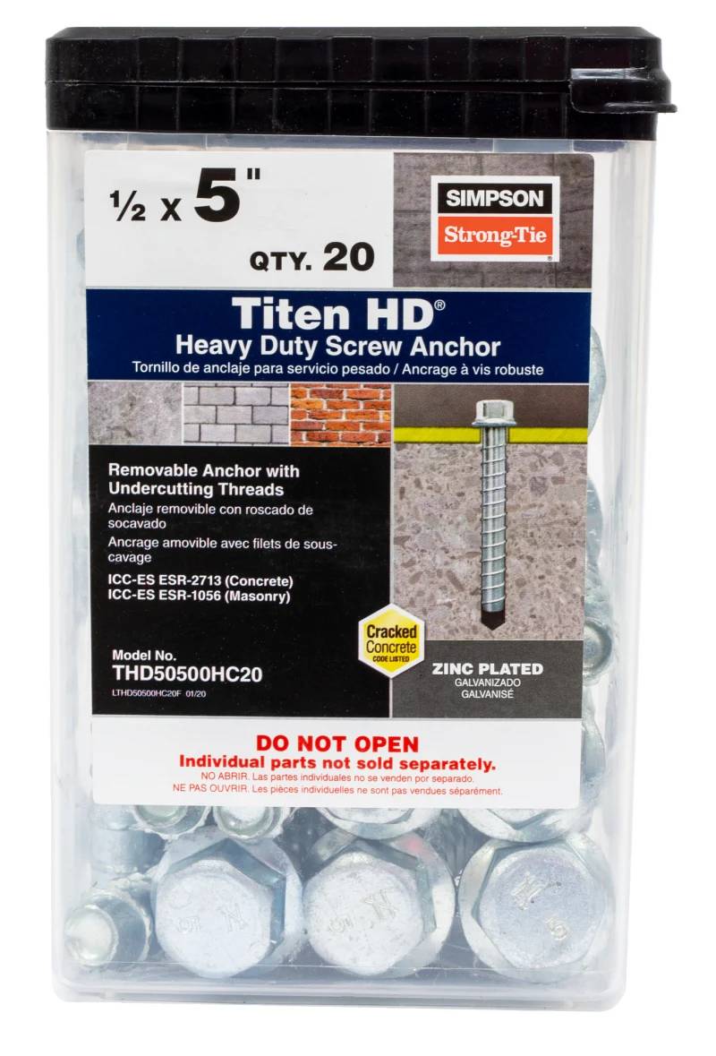 Simpson Strong-Tie THD50500HC20 Titen HD® 1/2 in. x 5 in. Heavy-Duty Screw Anchor (20-Qty)