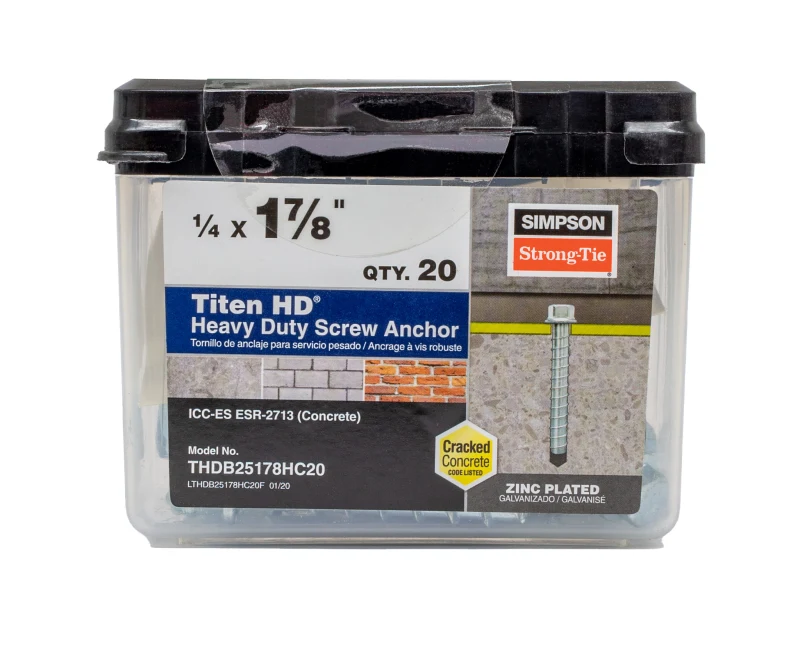 Simpson Strong-Tie THDB25178HC20 Titen HD® 1/4 in. x 1-7/8 in. Heavy-Duty Screw Anchor (20-Qty) (Pack of 6)