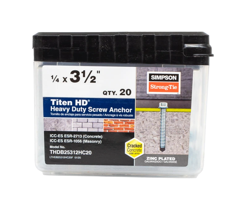 Simpson Strong-Tie THDB25312H Titen HD® 1/4 in. x 3-1/2 in. Heavy-Duty Screw Anchor (50-Qty) (Pack of 490)