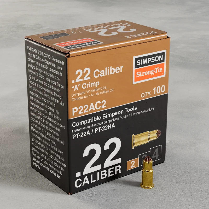 Simpson Strong-Tie P22AC2 P22AC 0.22-Caliber “A” Single-Shot Crimp Loads, LVL 2, Brown (100-Qty)