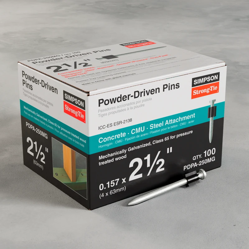 Simpson Strong-Tie PDPA-250MG PDPA .157 in. x 2-1/2 in. Mechanically Galvanized Powder-Actuated Pin (100-Qty)