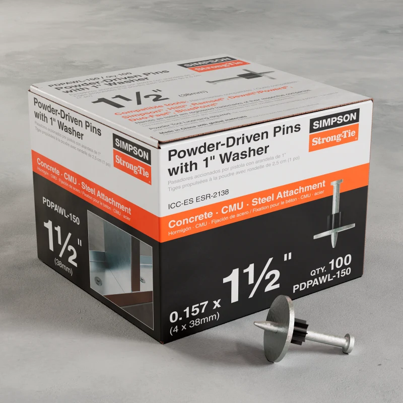 Simpson Strong-Tie PDPAWL-150 PDPAWL .157-in. x 1-1/2-in. Powder-Actuated Pin w/ 1-in. Washer (100-Qty)