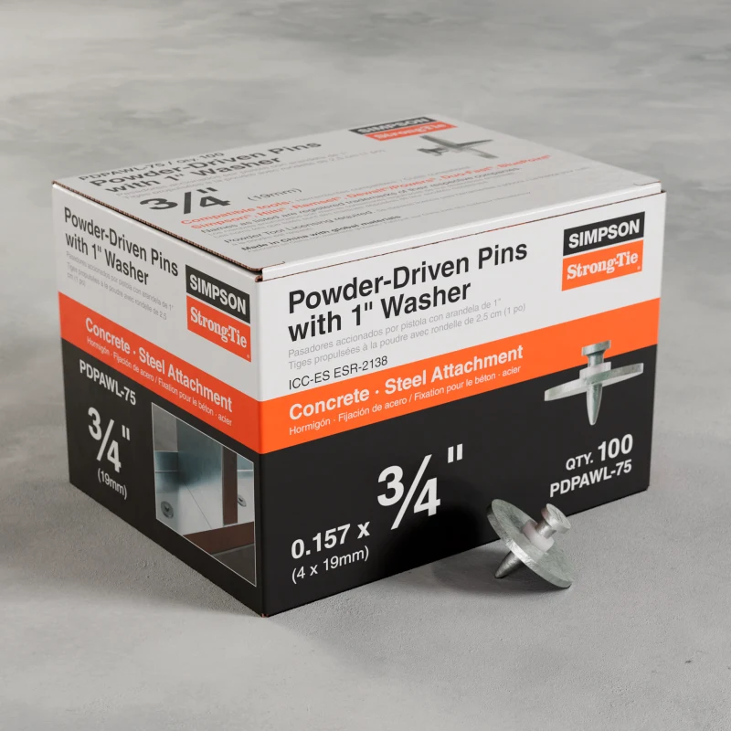 Simpson Strong-Tie PDPAWL-75 PDPAWL .157-in. x 3/4-in. Powder-Actuated Pin w/ 1-in. Washer (100-Qty) (Pack of 10)
