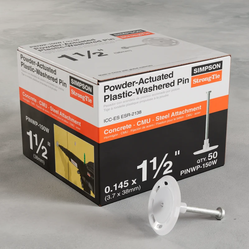 Simpson Strong-Tie PINWP-150W PINWP 1-1/2 in. Powder-Actuated Plastic-Washered Pin for Insulation Board (50-Qty) (Pack of 630)