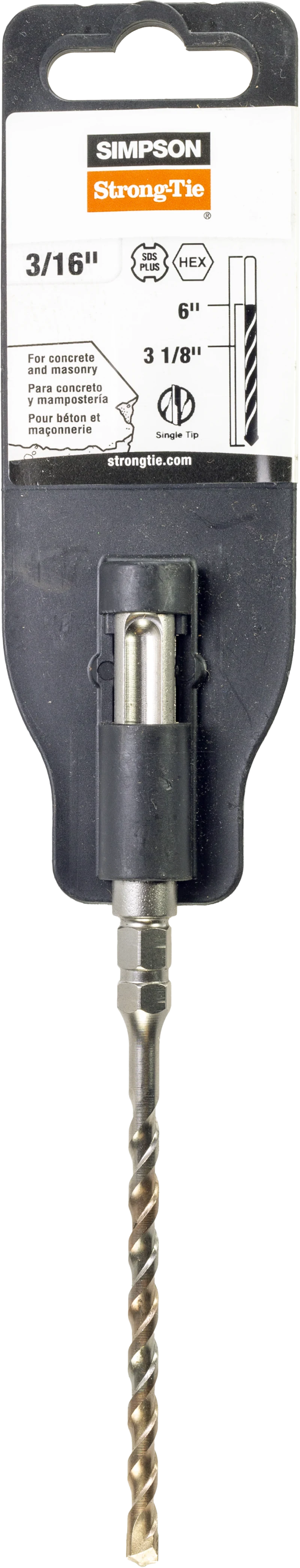 Simpson Strong-Tie MDPL01806H 3/16 in. x 6 in. SDS-plus® Titen® Screw Drill Bit/Driver