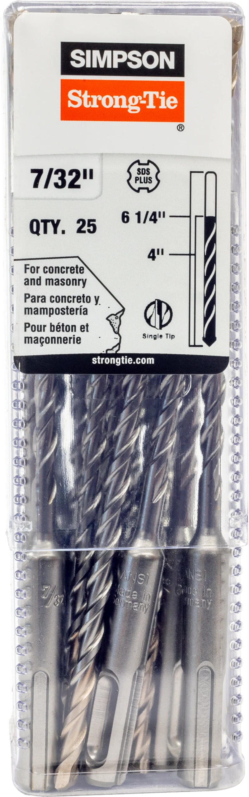 Simpson Strong-Tie MDPL02106-R25 7/32 in. x 6-1/4 in. SDS-plus® Shank Drill Bit (25-Qty)