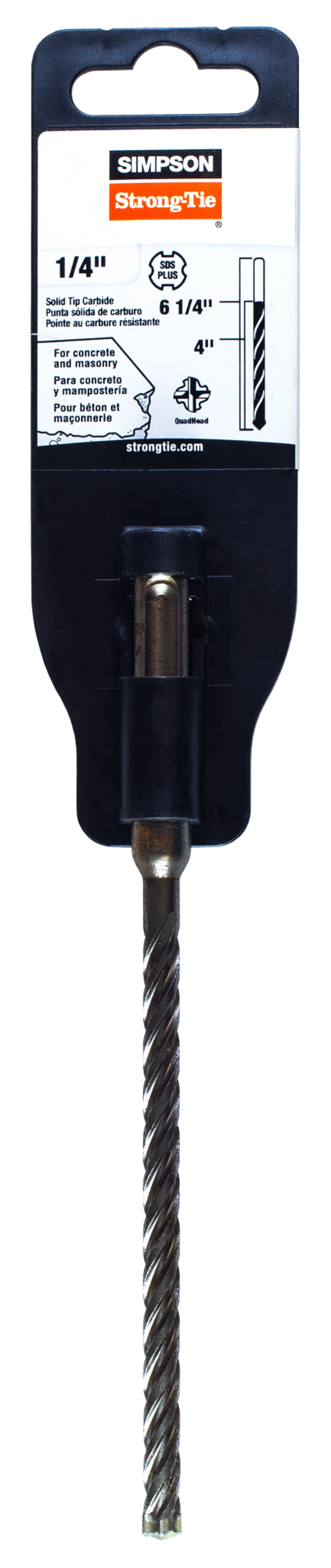 Simpson Strong-Tie MDPL02506S 1/4 in. x 6-1/4 in. SDS-plus® Shank Solid-Tip Carbide Drill Bit
