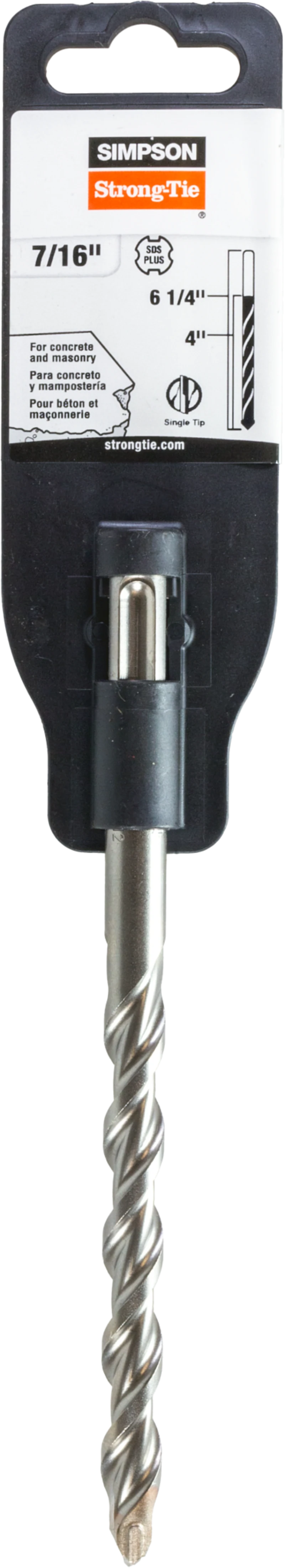 Simpson Strong-Tie MDPL04306 7/16 in. x 6-1/4 in. SDS-plus® Shank Drill Bit