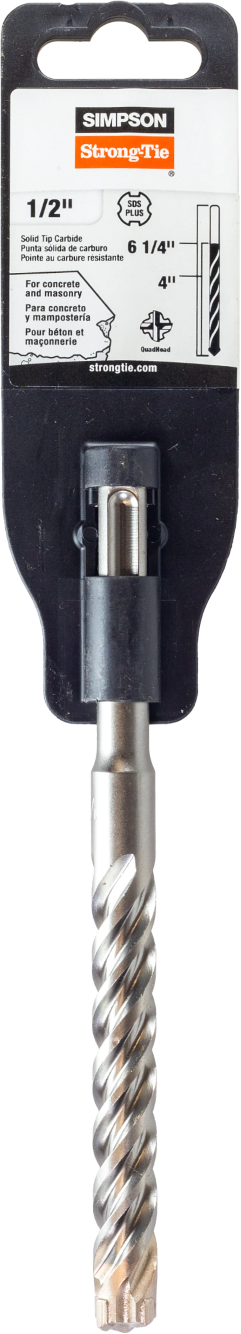 Simpson Strong-Tie MDPL05006S 1/2 in. x 6-1/4 in. SDS-plus® Shank Solid-Tip Carbide Drill Bit