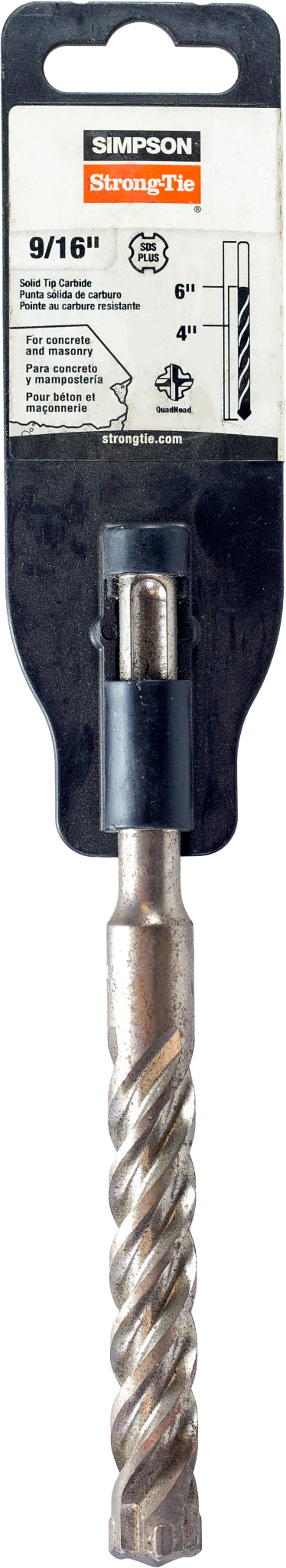 Simpson Strong-Tie MDPL05606S 9/16 in. x 6 in. SDS-plus® Shank Solid-Tip Carbide Drill Bit