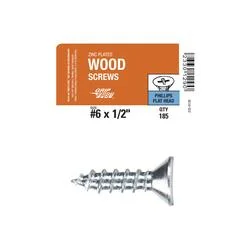 6 X 1/2 PHILLIPS FLAT WOOD SCREW 185 PCS
