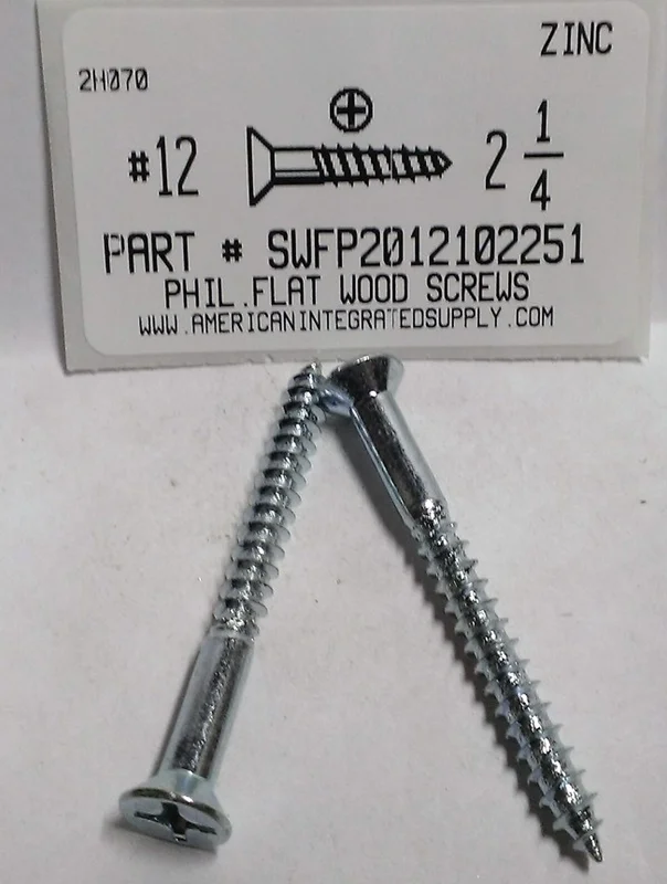 12X2-1/2 WOOD SCREWS PHILLIPS FLAT 25