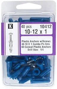 10-12X1 PLASTIC ANCHOR WITH SCREWS 40PCS