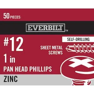 12 X 1 PHILLIPS PAN SHEET METAL ZINC 50 PCS