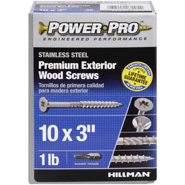 10PK 3" TIMBER SCREW STAINLESS STEEL