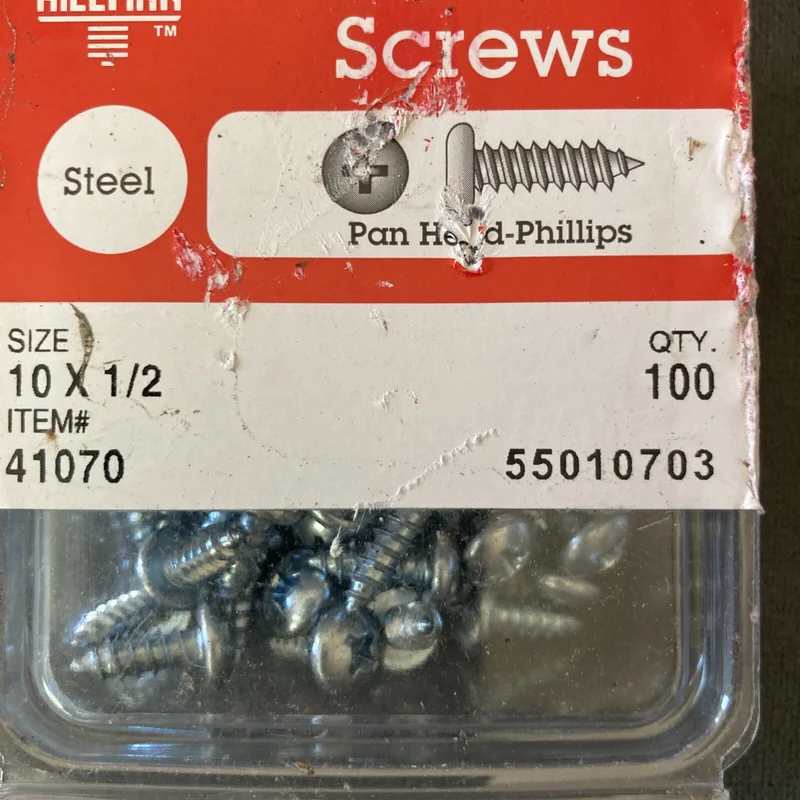 10 X 1/2 PHILLIPS SHEET METAL SCREW 100P