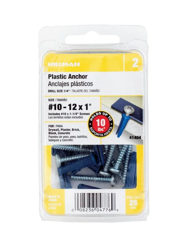SIZE 10-12 PLASTIC ANCHORS 25 PACK