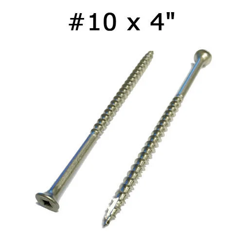 10PK 4" TIMBER SCREW STAINLESS STEEL