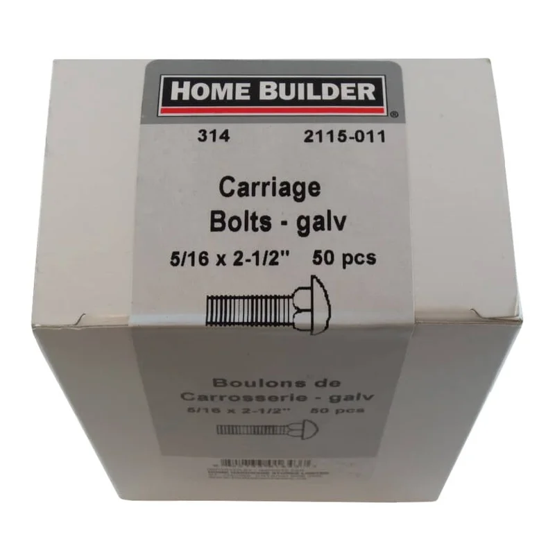 5/16 X 2-1/2" CARRIAGE GALVANIZED BOLT