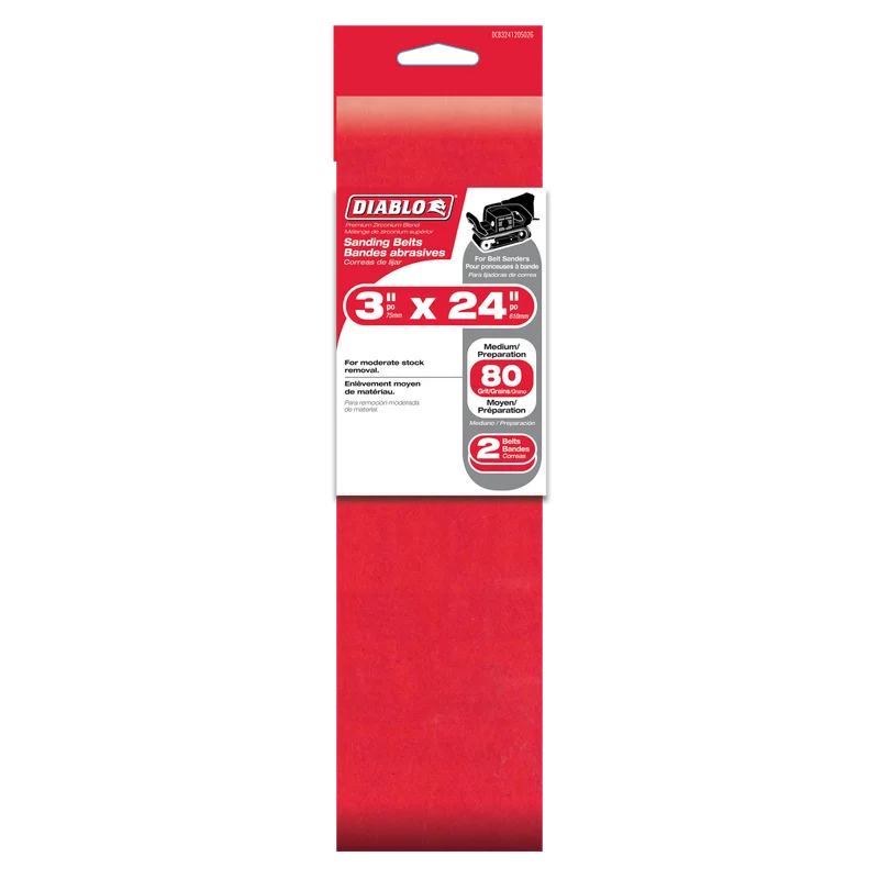 3 X 24 SANDING BELT 80X (2PK)