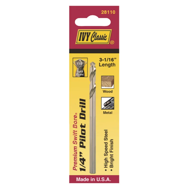 1/4" HIGH SPEED PILOT DRILL BIT FOR WOOD & METAL
