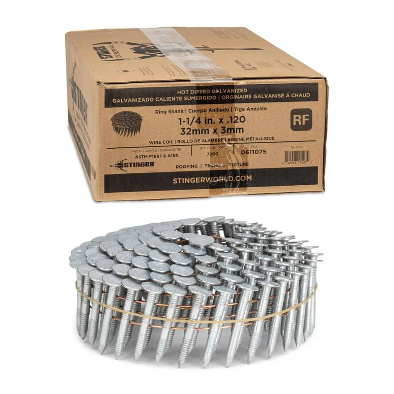1 1/4" Hot-Dipped Galvanized Coil Roofing Nails 7200