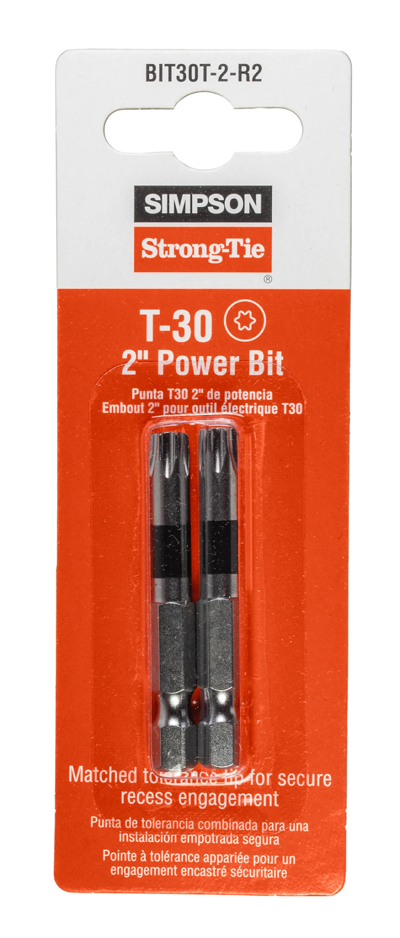 Simpson Strong-Tie BIT30T-2-R2 T30 6-Lobe Drive 2-in. Power Bits (2-Qty) (Pack of 200)