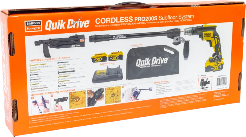Simpson Strong-Tie PRO200SG2C2K Quik Drive® Cordless PRO200S Multi-Purpose System w/ DeWalt® 2500 RPM Screwdriver Motor