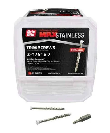 1-1/4" Stainless Steel White Trim Screws 1 lb