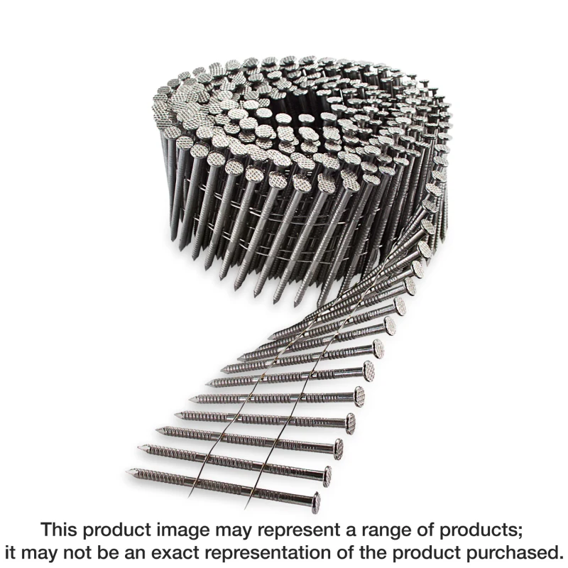 Simpson Strong-Tie S10A300PNJ 15° Wire Coil, Full Round Head, Ring-Shank Decking/Framing Nail — 3 in. x .131 in. Type 304 (1800-Qty)