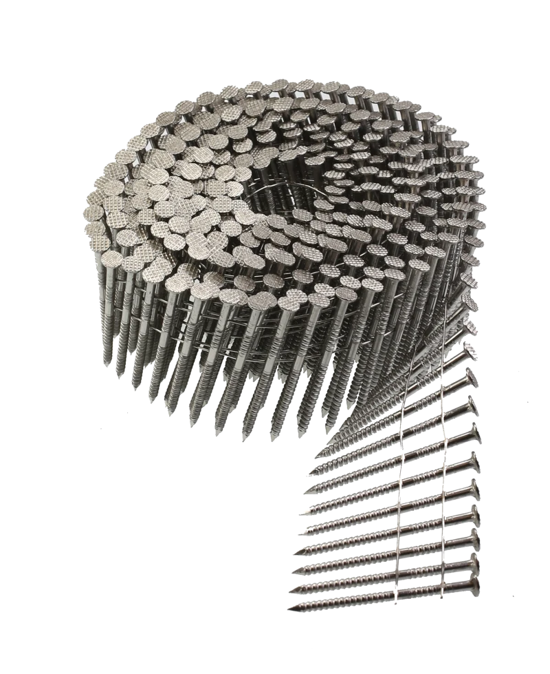 Simpson Strong-Tie S13A175SNBP 15° Wire Coil, Full Round Head, Ring-Shank Siding Nail — 1-3/4 in. Type 304 (1200-Qty)