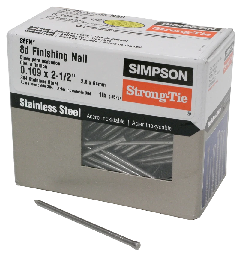 Simpson Strong-Tie S8FN1 Finishing Nail — 2-1/2-in. x .113-in. Type 304 Stainless Steel (1 lb.)