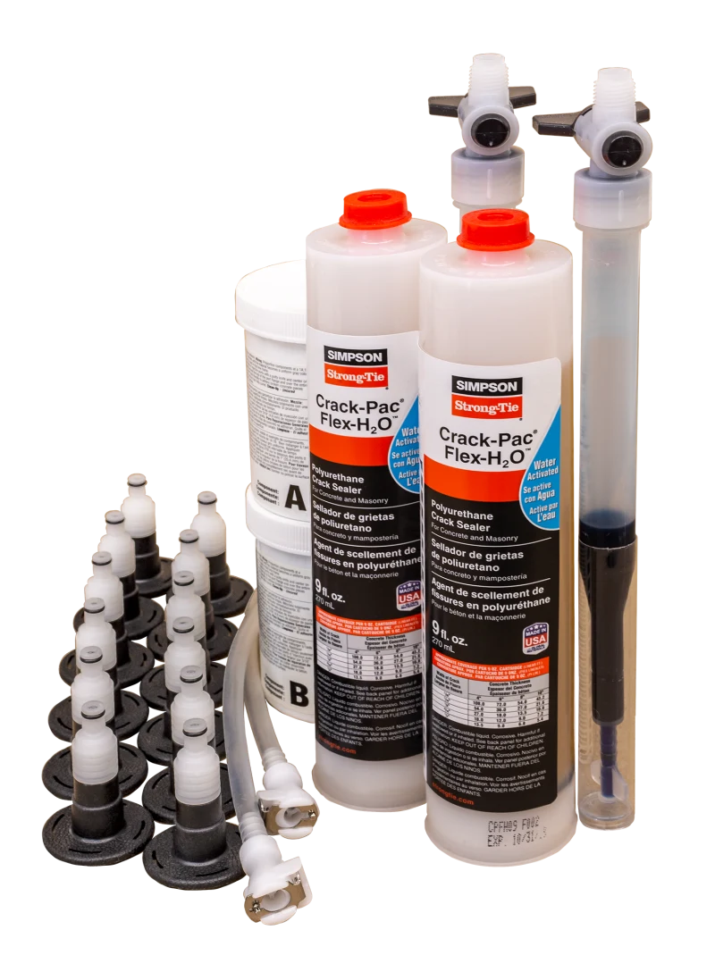 Simpson Strong-Tie CPFH09KT Crack-Pac® Flex-H2O™ 9 oz. Polyurethane Crack Sealer Injection Kit (2 Cartridges)