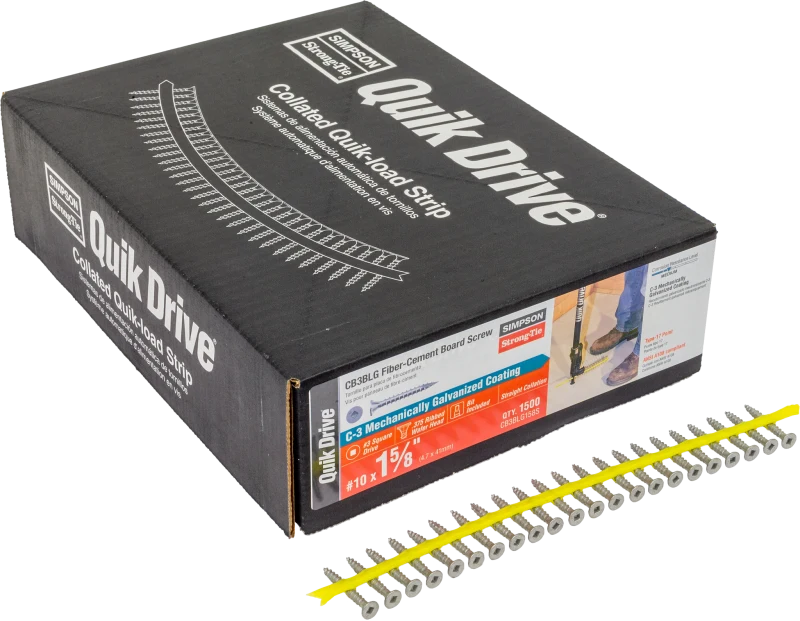 Simpson Strong-Tie CB3BLG158S CB3BLG Fiber-Cement Board Screw (Collated) — #10 x 1-5/8 in. #3 SQU (1500-Qty)