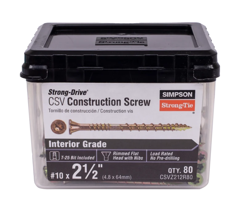 Simpson Strong-Tie CSVZ212R80 Strong-Drive® CSV Construction Screw — #10 x 2-1/2 in. T25, Flat Head, Yellow Zinc (80-Qty) (Pack of 1620)