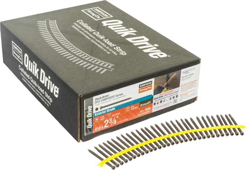 Simpson Strong-Tie DCU234SBR01 Deck-Drive™ DCU COMPOSITE Screw (Collated) — #10 x 2-3/4 in. Quik Guard® Brown 01 (1000-Qty)