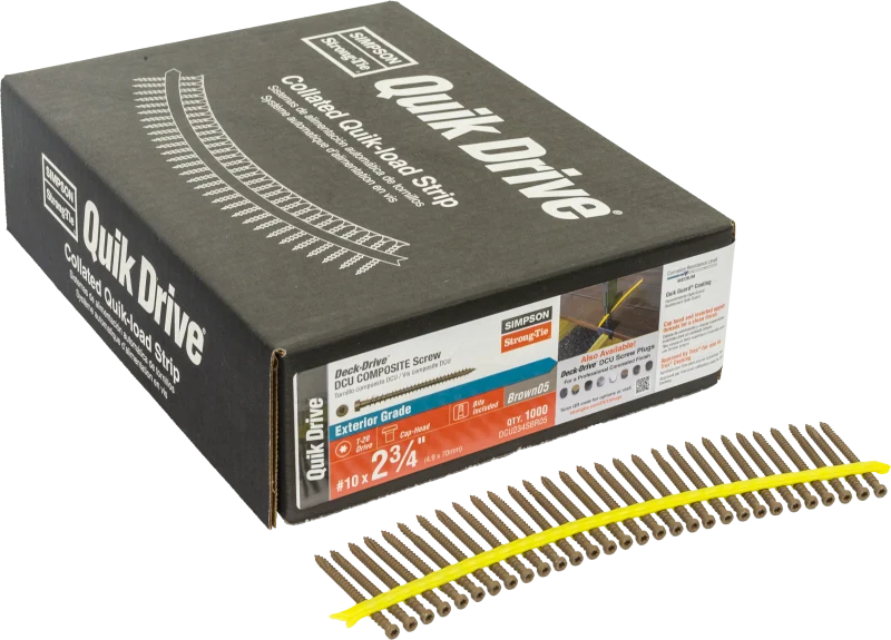 Simpson Strong-Tie DCU234SBR05 Deck-Drive™ DCU COMPOSITE Screw (Collated) — #10 x 2-3/4 in. Quik Guard® Brown 05 (1000-Qty)