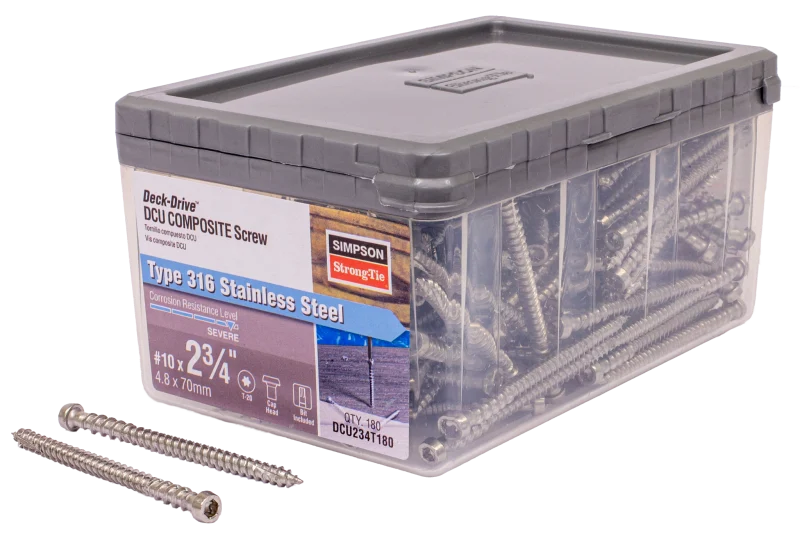 Simpson Strong-Tie DCU234T180 Deck-Drive™ DCU COMPOSITE Screw — #10 x 2-3/4 in. T20, Type 316 (180-Qty)