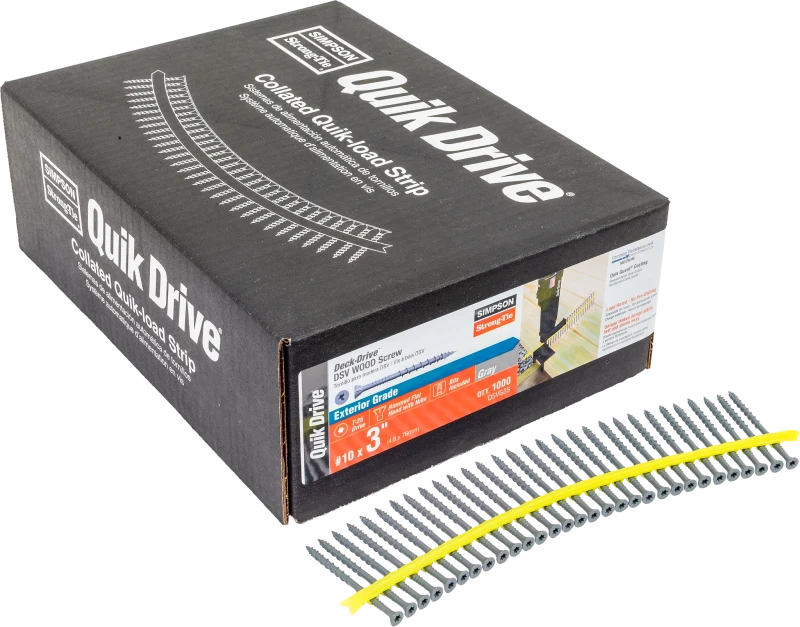 Simpson Strong-Tie DSVG3S Deck-Drive™ DSV WOOD Screw (Collated) — #10 x 3 in. T25 6-Lobe, Gray (1000-Qty)