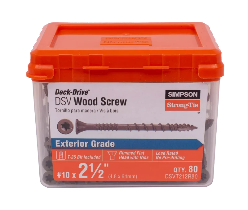 Simpson Strong-Tie DSVT212R80 Deck-Drive™ DSV WOOD Screw — #10 x 2-1/2 in. T25, Flat Head, Quik Guard®, Tan (80-Qty) (Pack of 1620)