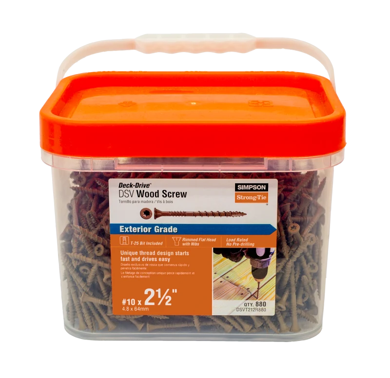 Simpson Strong-Tie DSVT212R880 Deck-Drive™ DSV WOOD Screw — #10 x 2-1/2 in. T25, Flat Head, Quik Guard®, Tan (880-Qty)