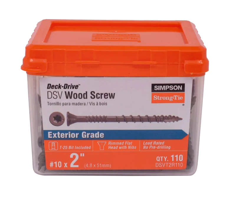 Simpson Strong-Tie DSVT2R110 Deck-Drive™ DSV WOOD Screw — #10 x 2 in. T25, Flat Head, Quik Guard®, Tan (110-Qty) (Pack of 10)